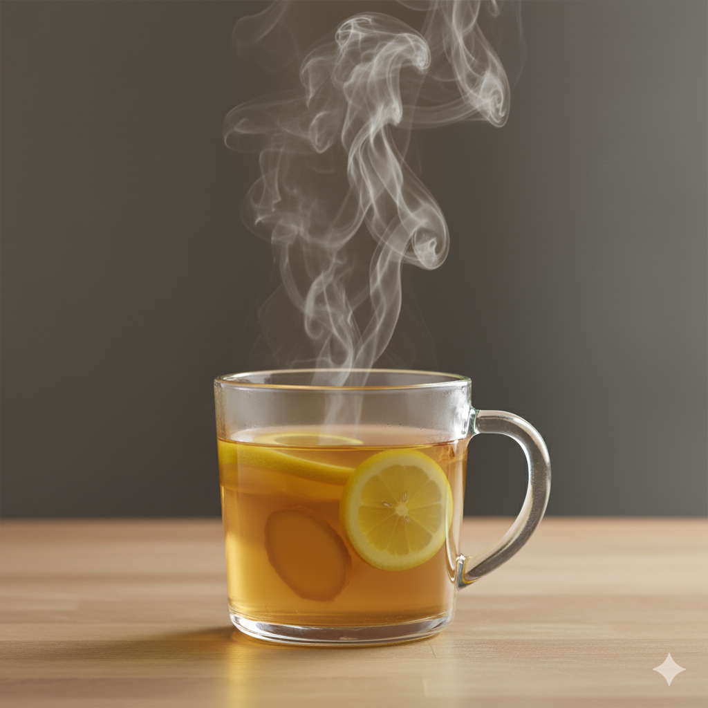 Teh jahe lemon panas 